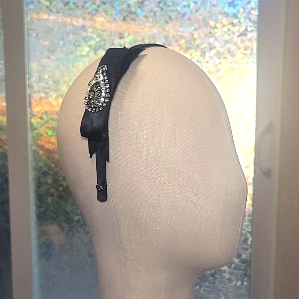 Y2k Vintage Juicy Couture Black Rhinestone Crystal Headband